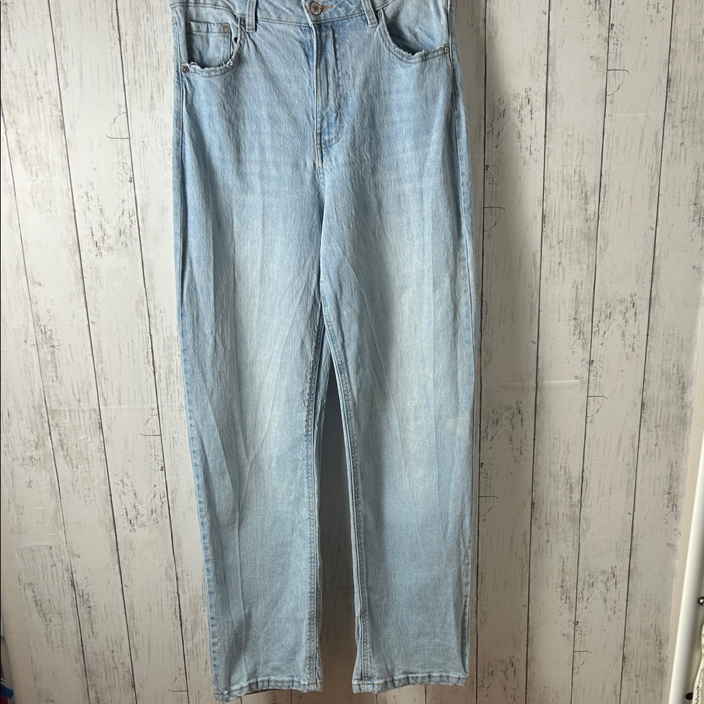 Ardene Light Blue Denim Pants girls size 13 light wash high rise jeans baggy